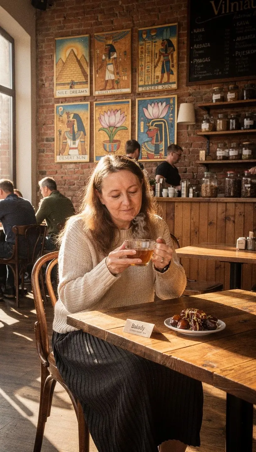 Faraono širdies arbatos puodelis, išryškinantis citrinos aromatą.
